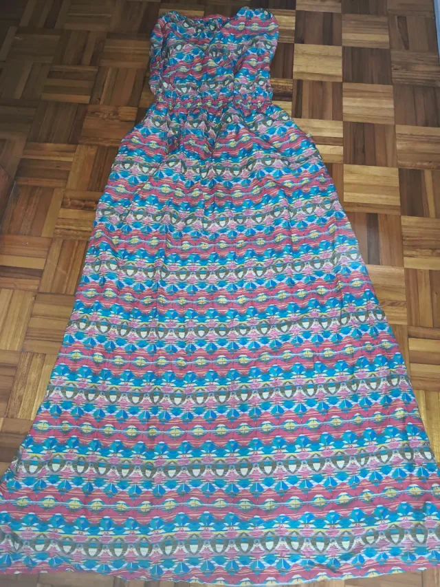 Vestido largo palabra de honor estampado