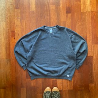 Sudadera Russell Gris No Capucha Americana Vintage