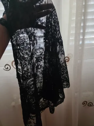Mantilla Fallera Media Luna Negra