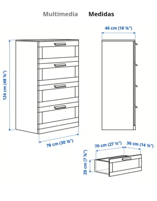 OFERTA! : Cómoda IKEA BRIMNES 4 cajones negro/vidr