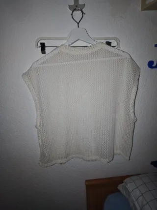 Camiseta sin mangas de punto blanco