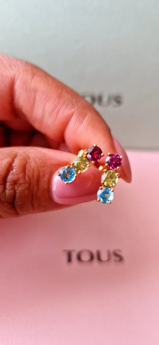 Pendientes Tous Oro y Gemas Multicolor