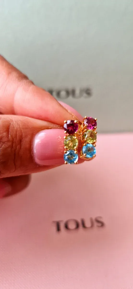Pendientes Tous Oro y Gemas Multicolor