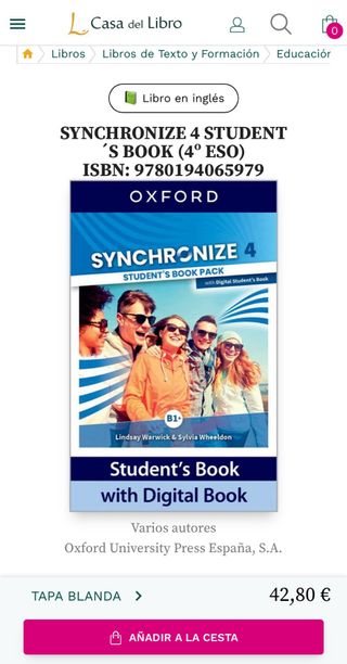 LIBROS INGLÉS SYNCHRONIZE 4 STUDENT´S WORKBOOK