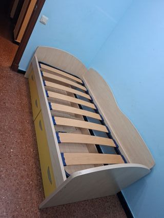 Cama 90 con somier y cajones