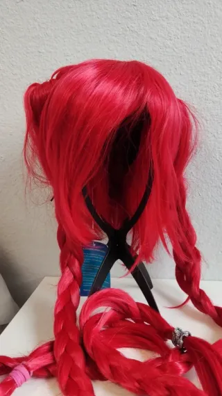 Peluca roja con coletas largas cosplay disfraz