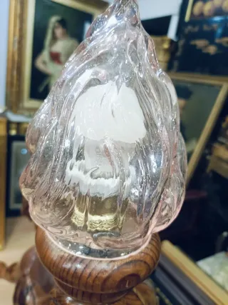 Antigua Lámpara Madera Figura Mujer Antorcha