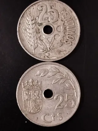 Lote 2 monedas 25 céntimos República y Guerra Civi