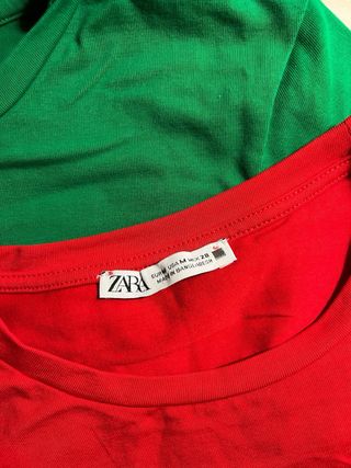 Conjunto 2 Camisetas Zara Verde y Roja