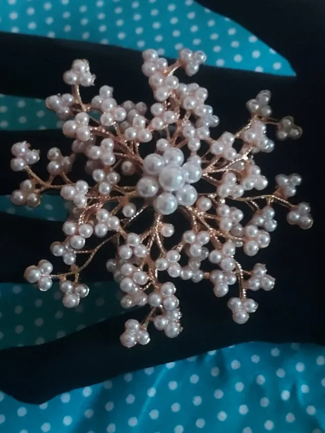 Broche floral con perlas grande joya regalo mujer