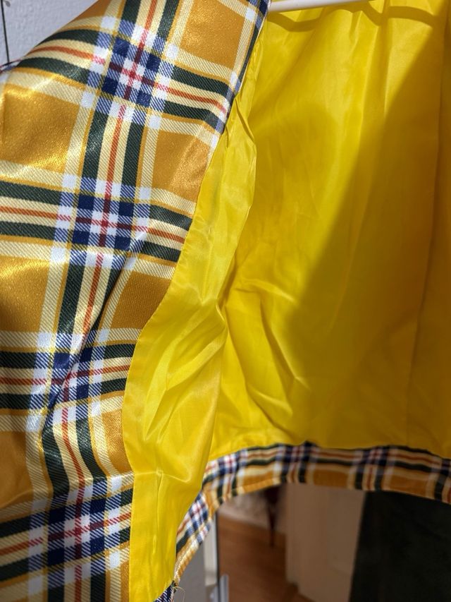 Chaqueta bike amarilla con estampado a cuadros