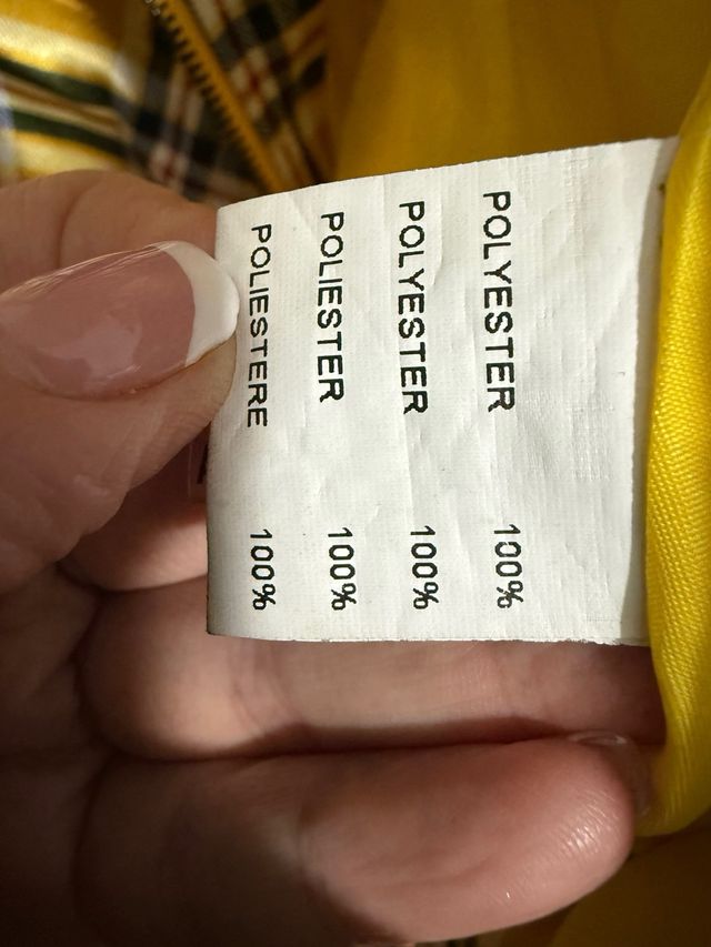 Chaqueta bike amarilla con estampado a cuadros