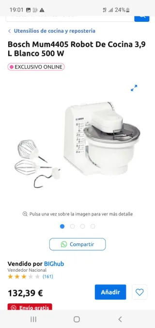 Robot de cocina Bosch con accesorios