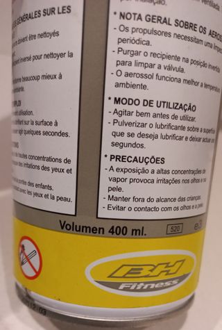 Lubricante Anti-Fricción Spray BH Fitness 400ml.