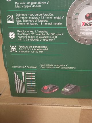 Taladro Parkside 20V completísimo 