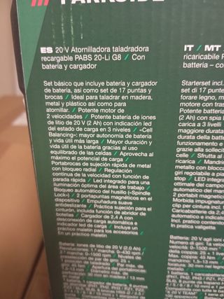 Taladro Parkside 20V completísimo 