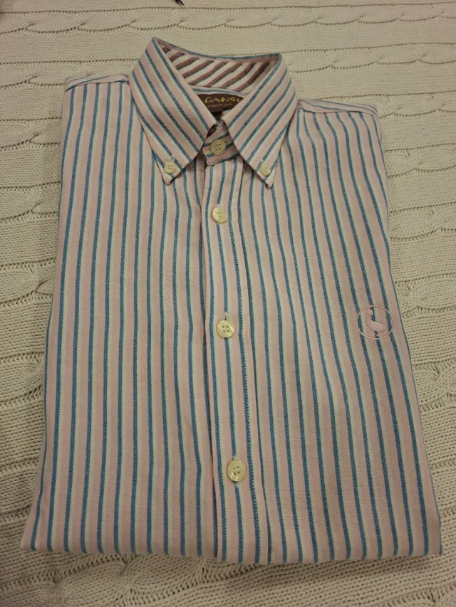 Camisa Ganso Rayas Rosas y Azules Talla M