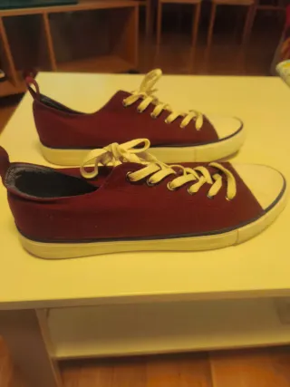 Zapatillas lona hombre rojas y blancas