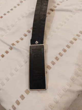 Cinturón Just Cavalli Negro Hebilla Rectangular