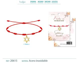Pulsera 7 nudos Estrella de David Acero