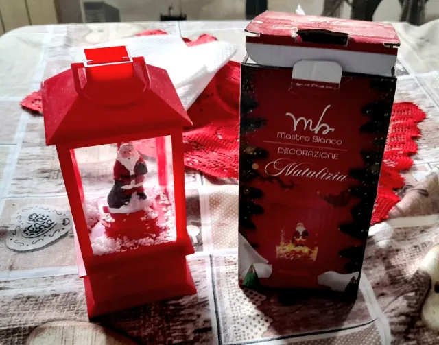 Lanterna Natalizia Rossa con Babbo Natale
