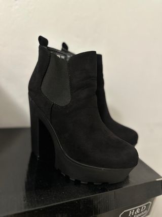 Botines negros plataforma tacón grueso