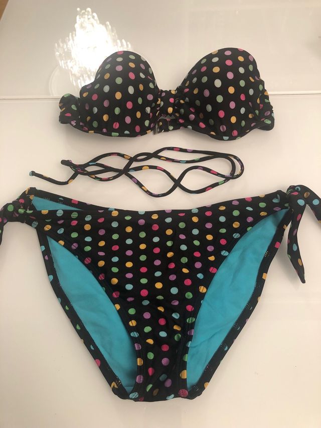 Bikini lunares negro multicolor
