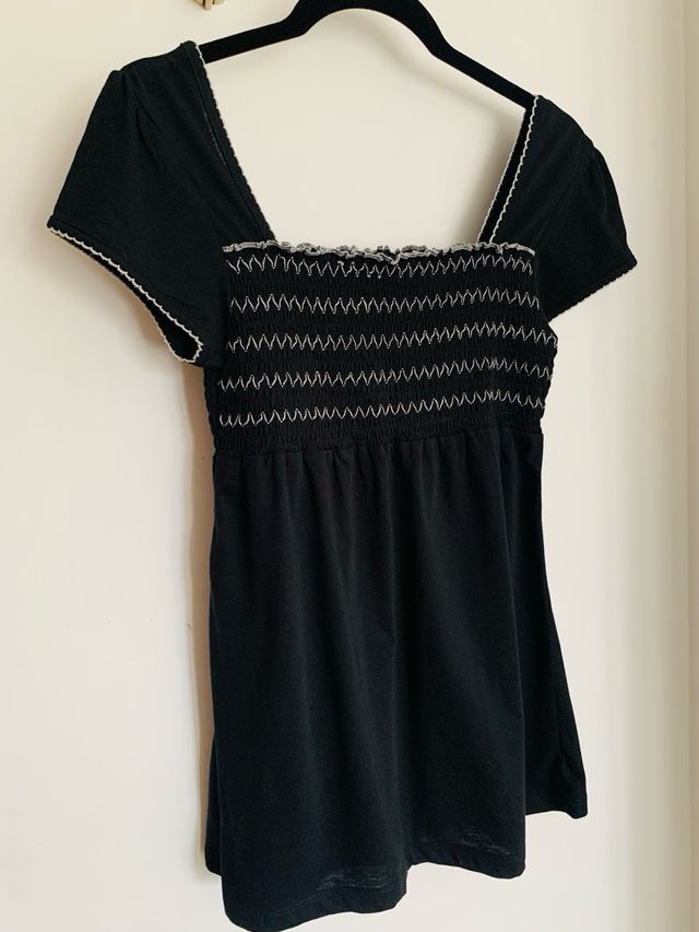 Top Zara Negro Fruncido