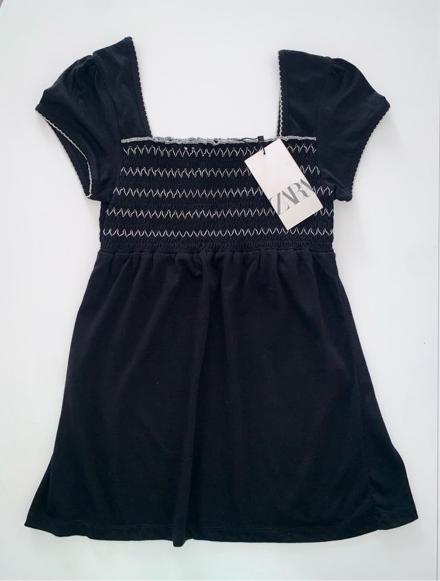 Top Zara Negro Fruncido