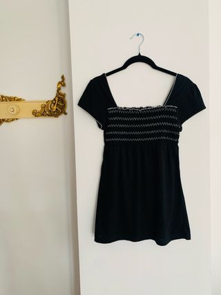 Top Zara Negro Fruncido