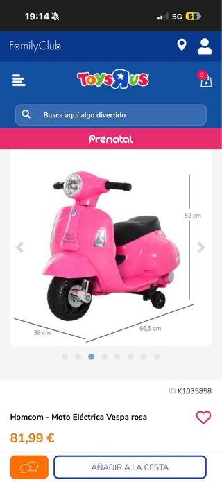 Moto Vespa Rosa para Niños