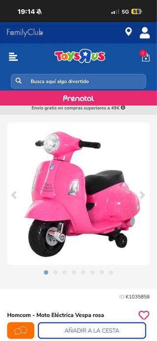 Moto Vespa Rosa para Niños