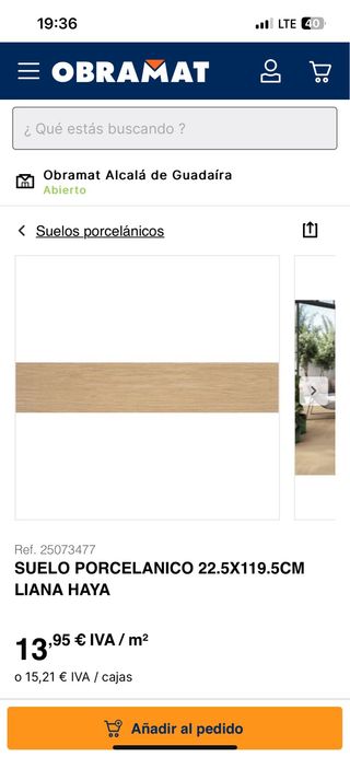 Suelo porcelánico Haya Obramat 11 cajas 