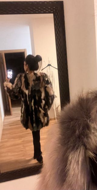 Abrigo zorro auténtico multicolor talla única