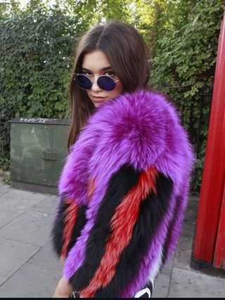 Abrigo zorro auténtico multicolor talla única