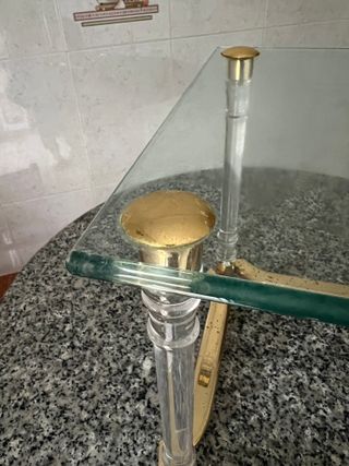 Mesa auxiliar cristal y metal dorado vintage