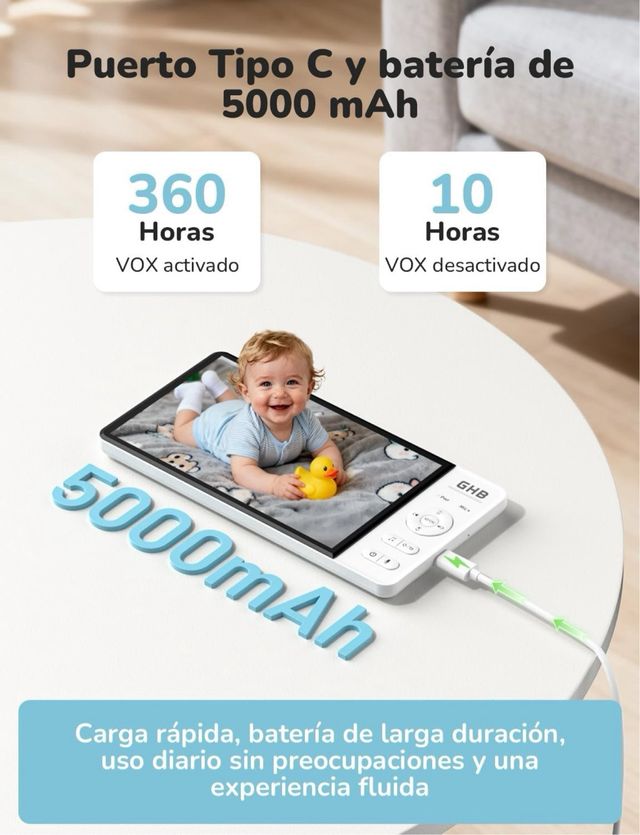 Camara vigilabebes con pantalla de 7'' GHB ABM780
