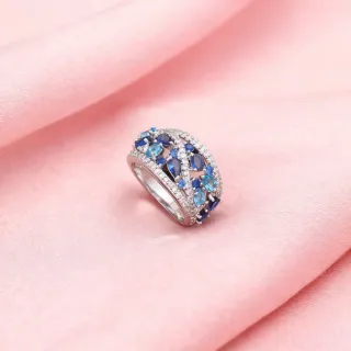 Anillo Bronce Zafiro Azul Brillante