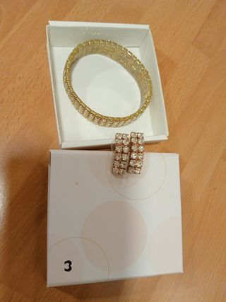 Conjunto Pulsera y Pendientes Brillantes
