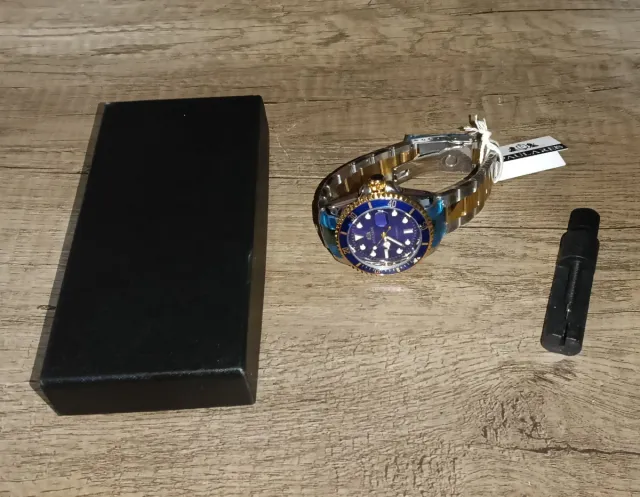 Reloj Automático Paula Reís Azul Dorado