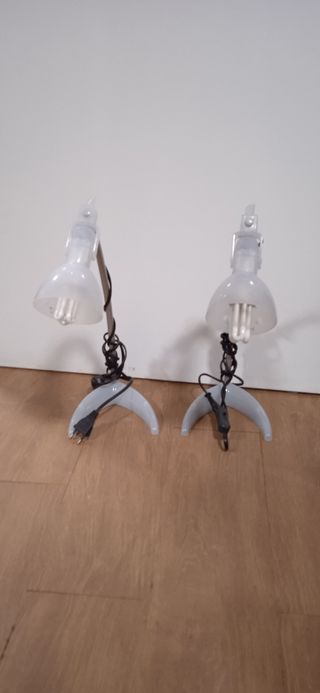 Lámparas de mesa transparentes y blancas