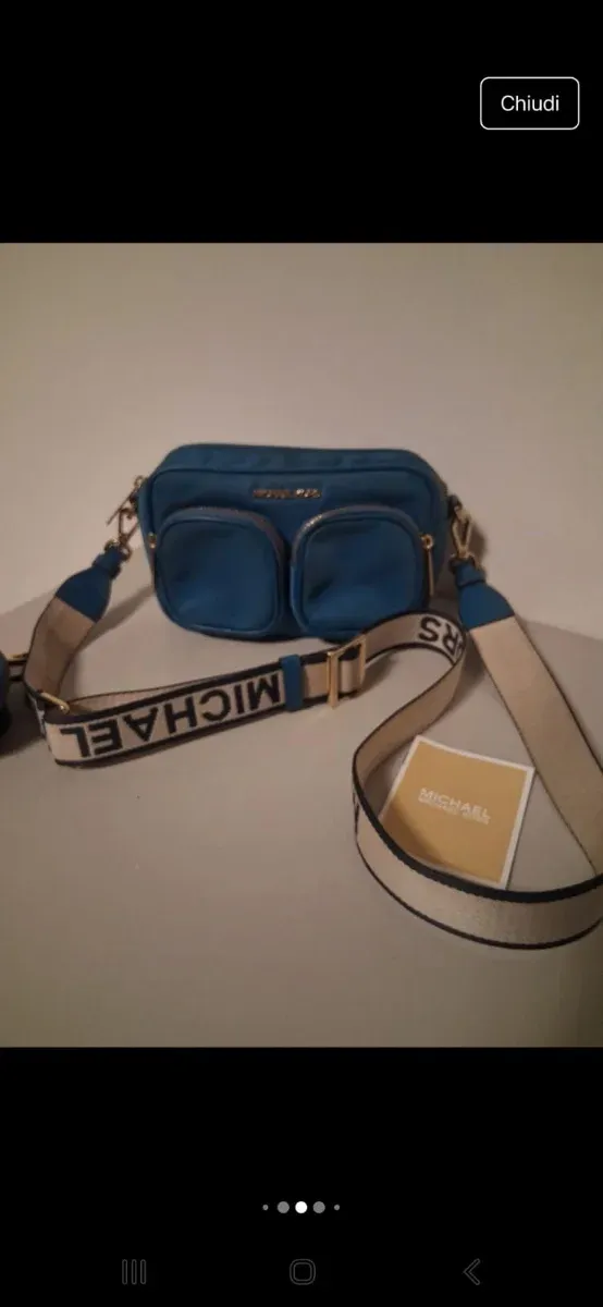 Borsa Michael Kors originale blu e beige