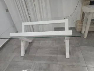 Mesa de cristal y madera Banak