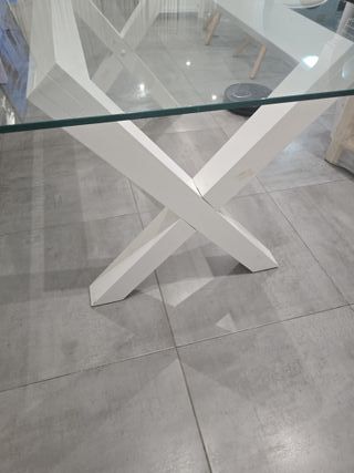 Mesa de cristal y madera Banak
