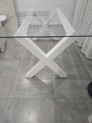 Mesa de cristal y madera Banak