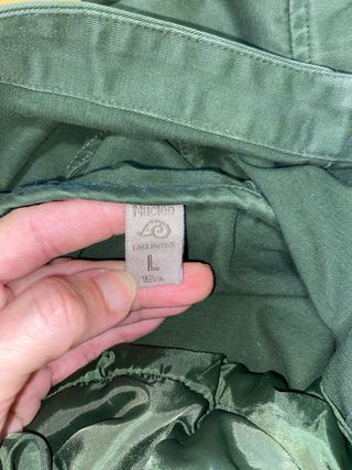 Parka bambina verde con cappuccio blu