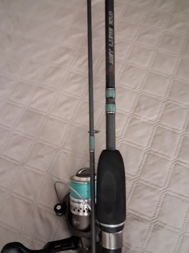 Caña y carrete de pesca