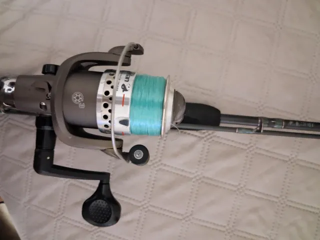 Caña y carrete de pesca