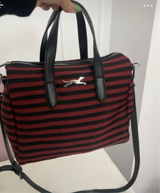 Bolso Bimba y Lola rayas rojo y negro