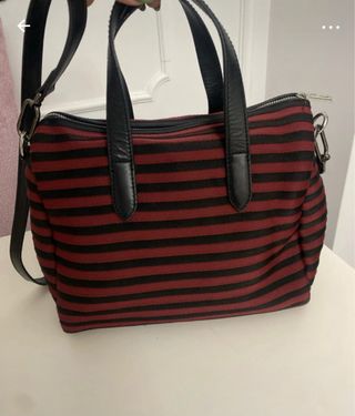 Bolso Bimba y Lola rayas rojo y negro